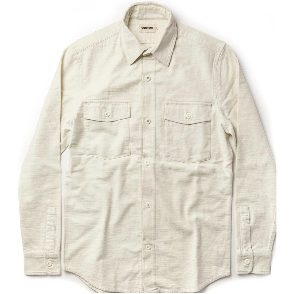 Taylor Stitch The Point Shirt Natural Reverse Sateen Cotton Ivory Size 40 Medium